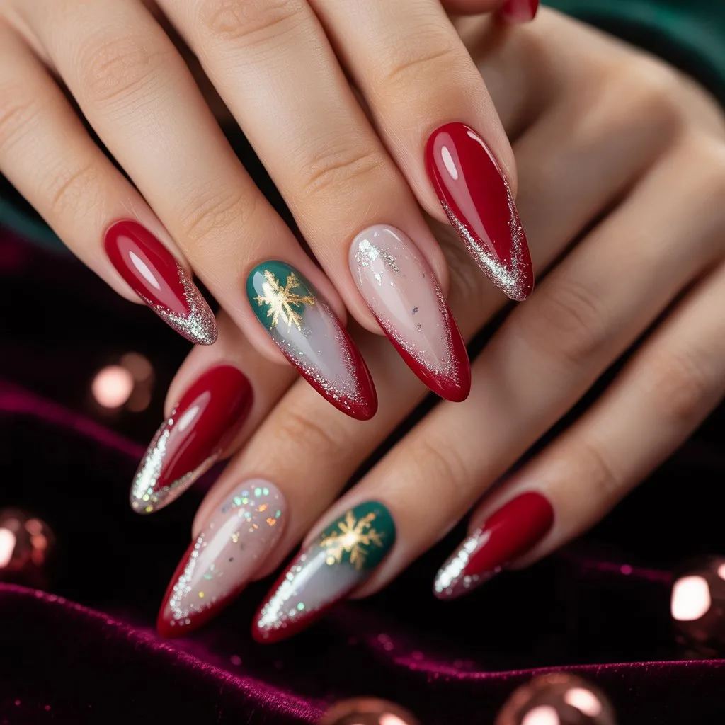 Red Frost French Nails