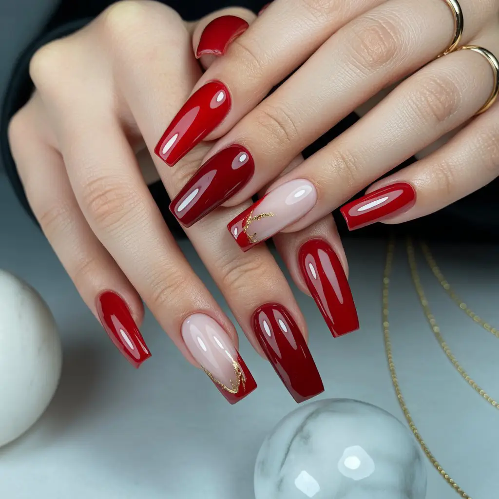 Red Glazed Sheer Nails
