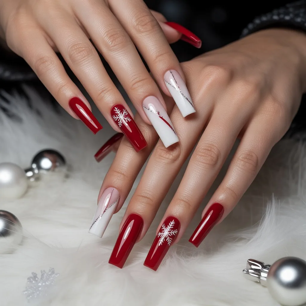 Red Snowline Nails
