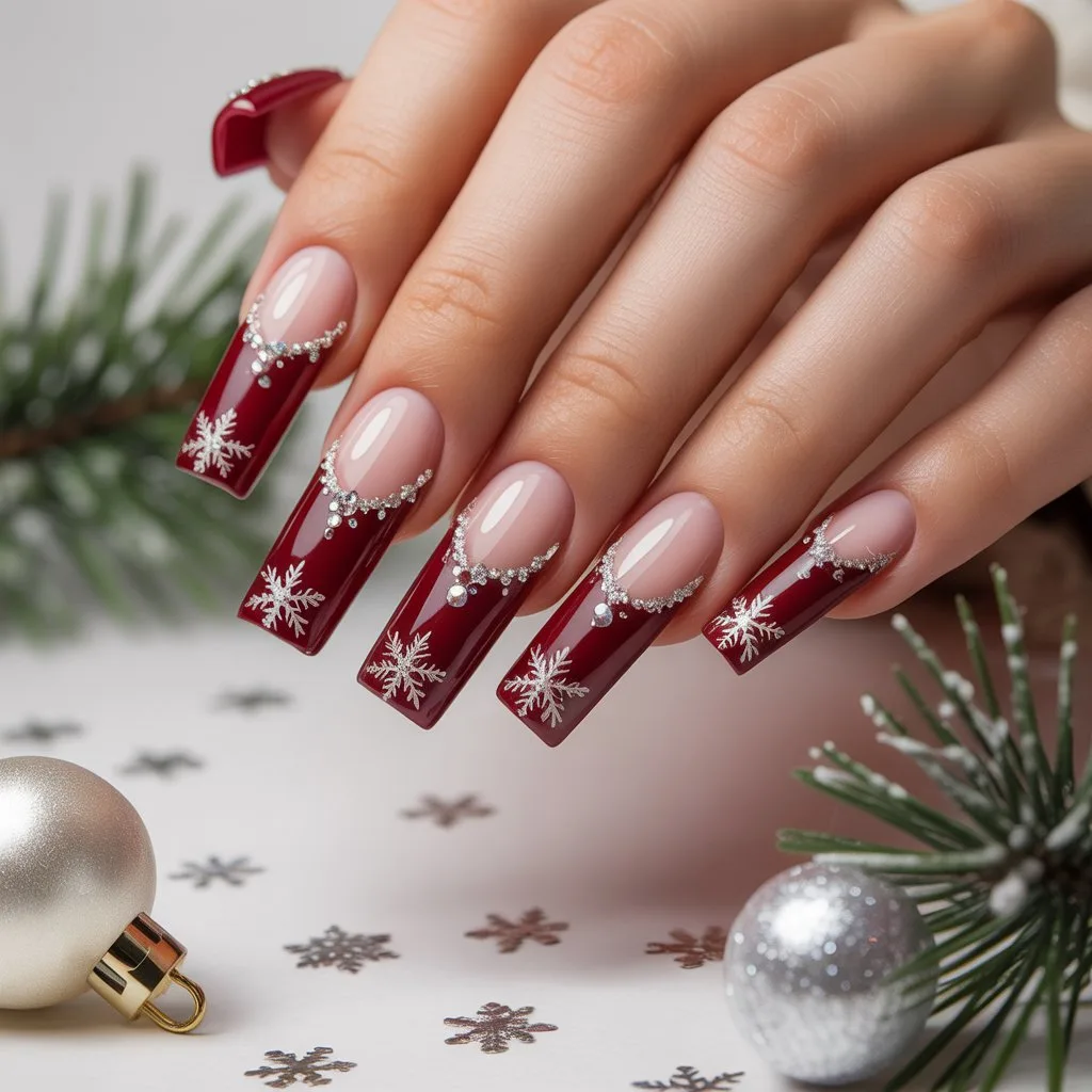 Red Velvet French Tips Nail