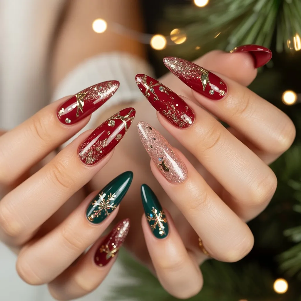 Red Velvet Sparkle Nails