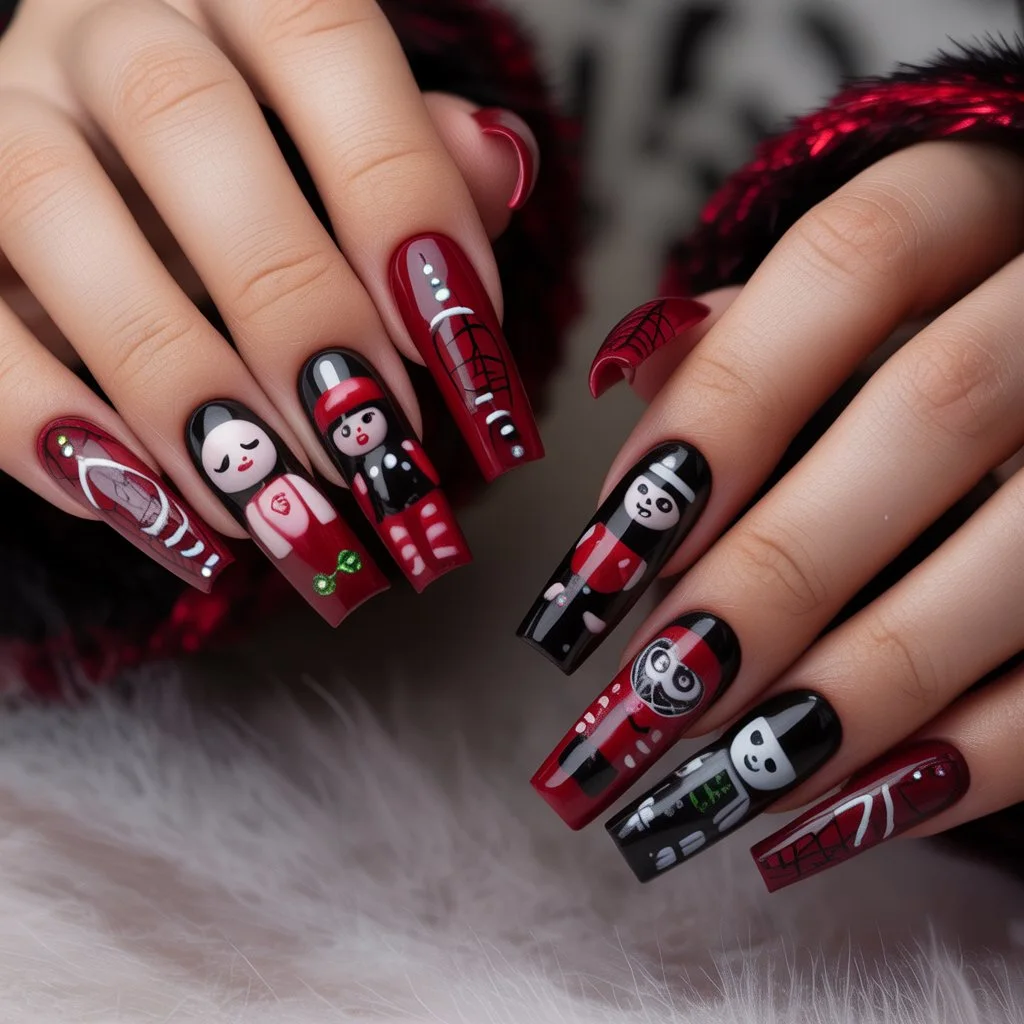 Red-and-Black Evil Toy Nails