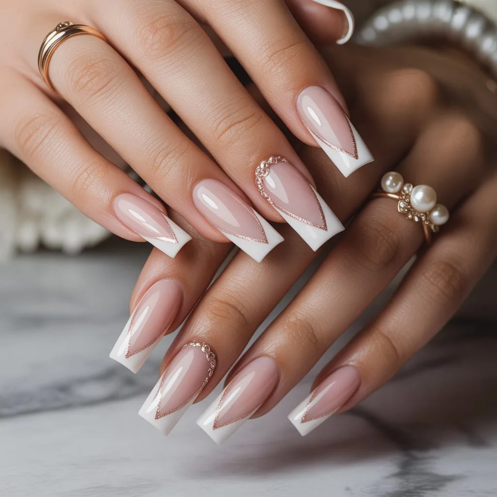 Rose Gold Cuticle French Nails