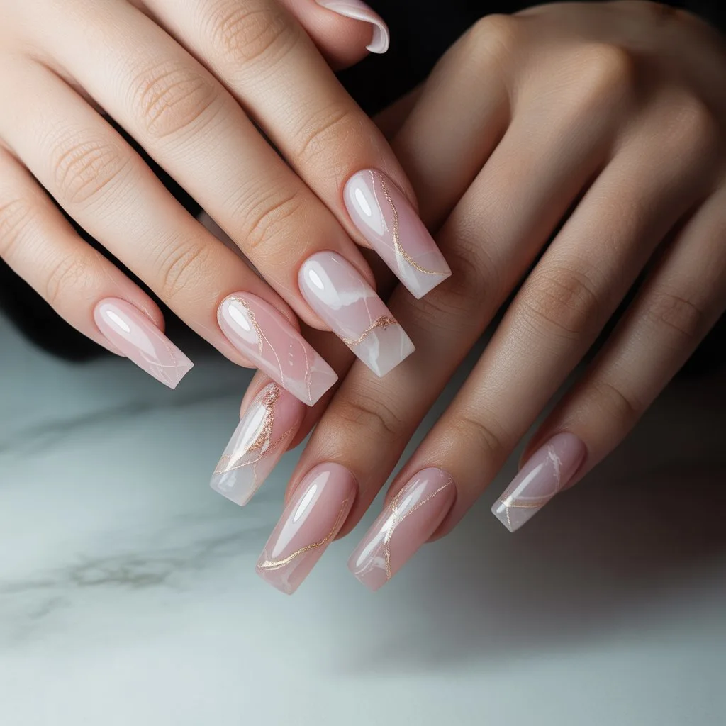 Rose Quartz Gel Nails