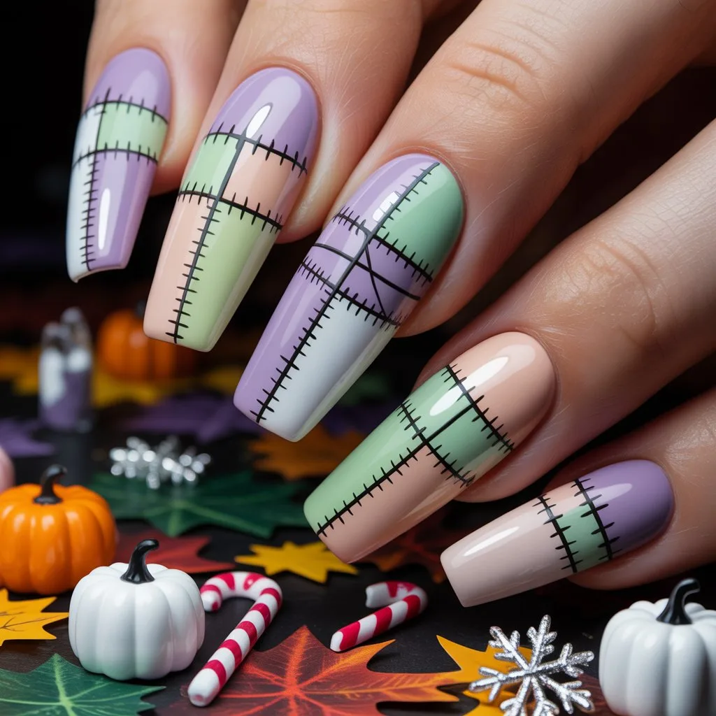 Sally Patchwork Pastel Nails