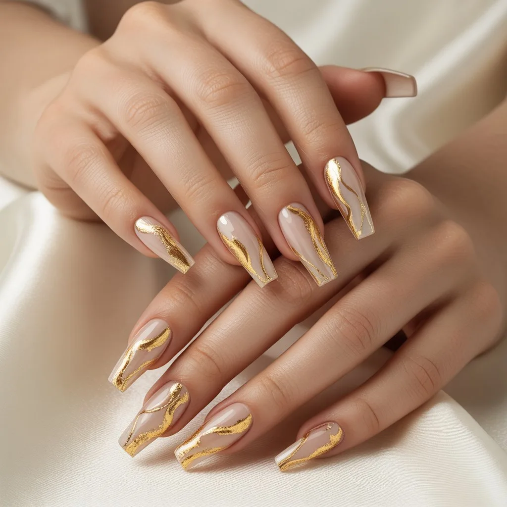 Sculpted Gold Leaf Nails