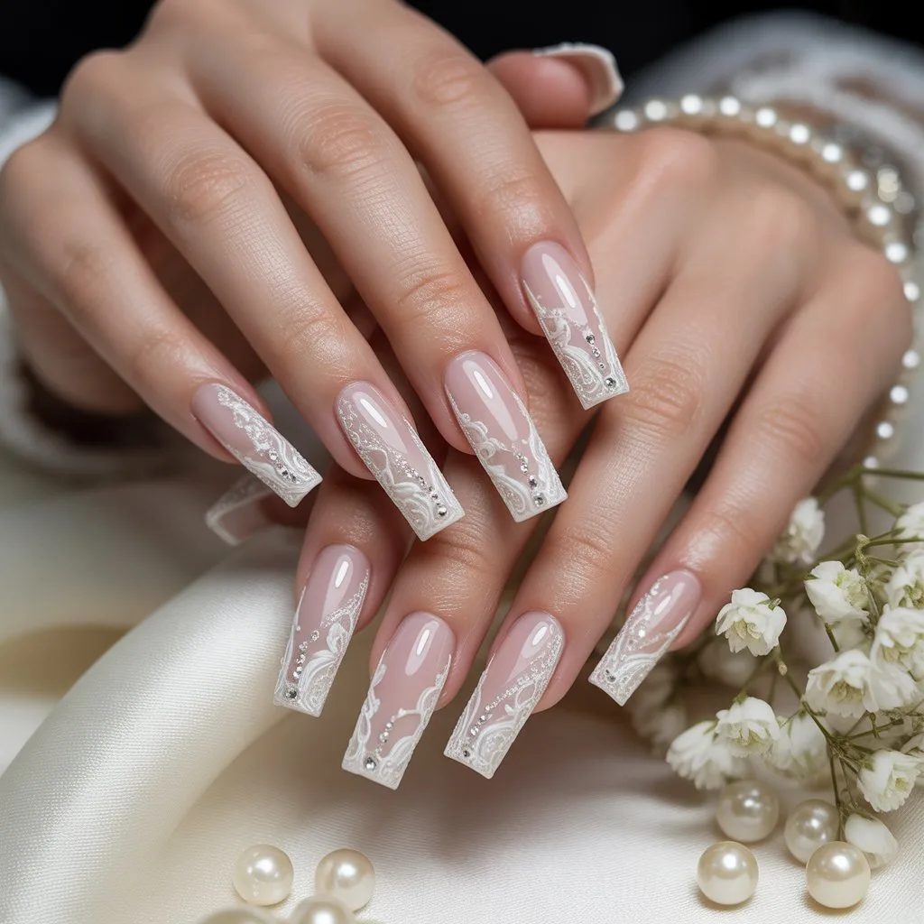 Sculpted Lace Acrylic Tips Nail