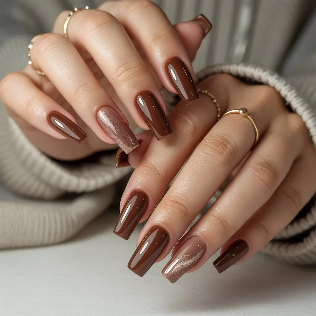 Sheer Cocoa Brown Nails