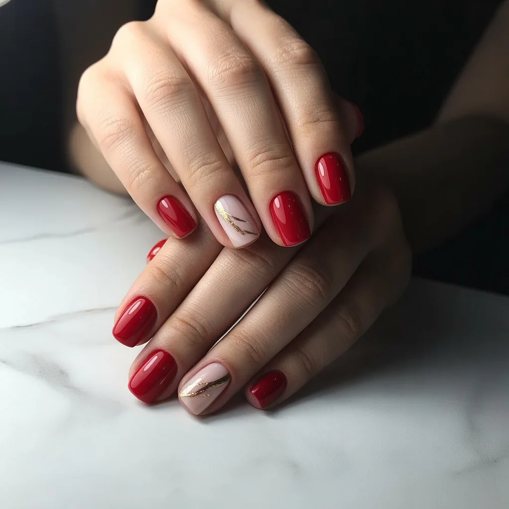 Short Red Acrylic Nails