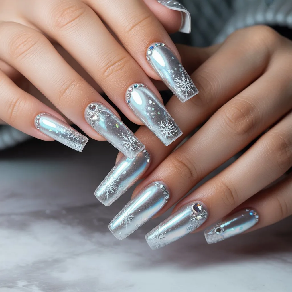 Silver Icy Gel Sparkle Nail