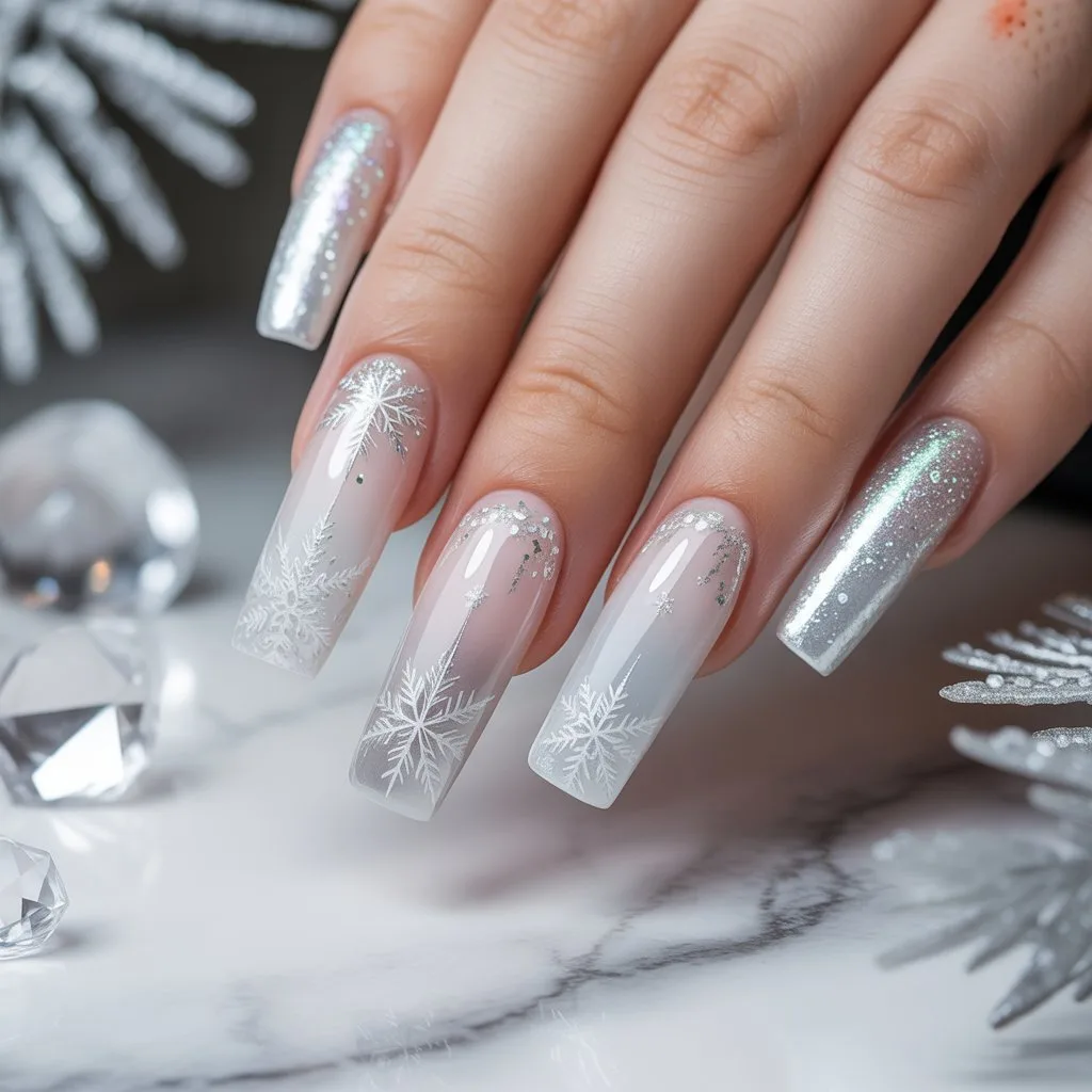 Silver Snow Mist Nails