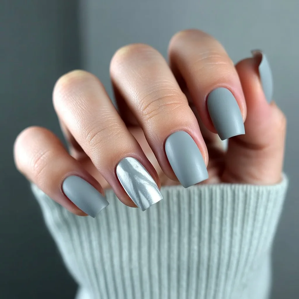 Silver Steel Matte Nails