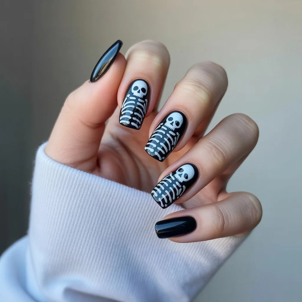 Skeleton Fingerprint Nails