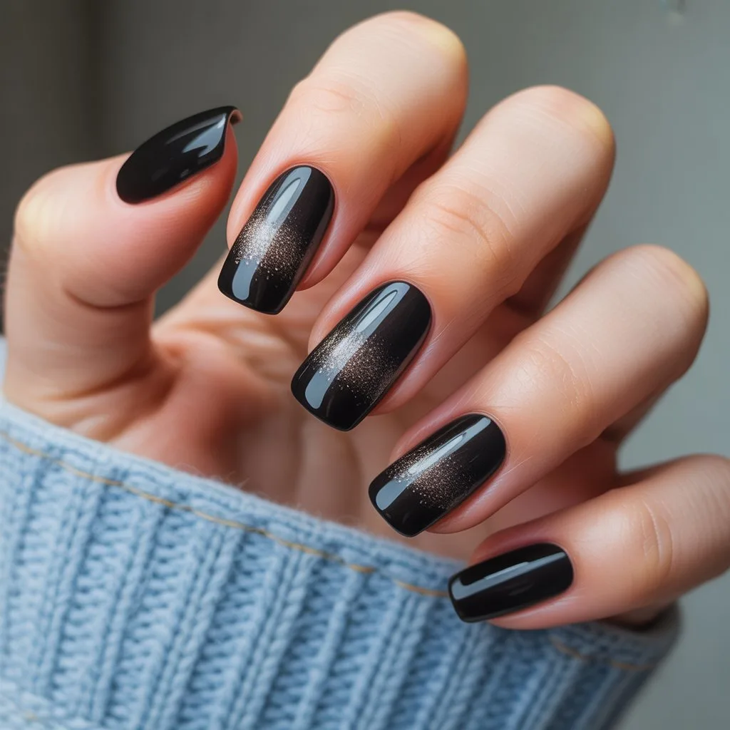 Smoky Charcoal Gradient Nails