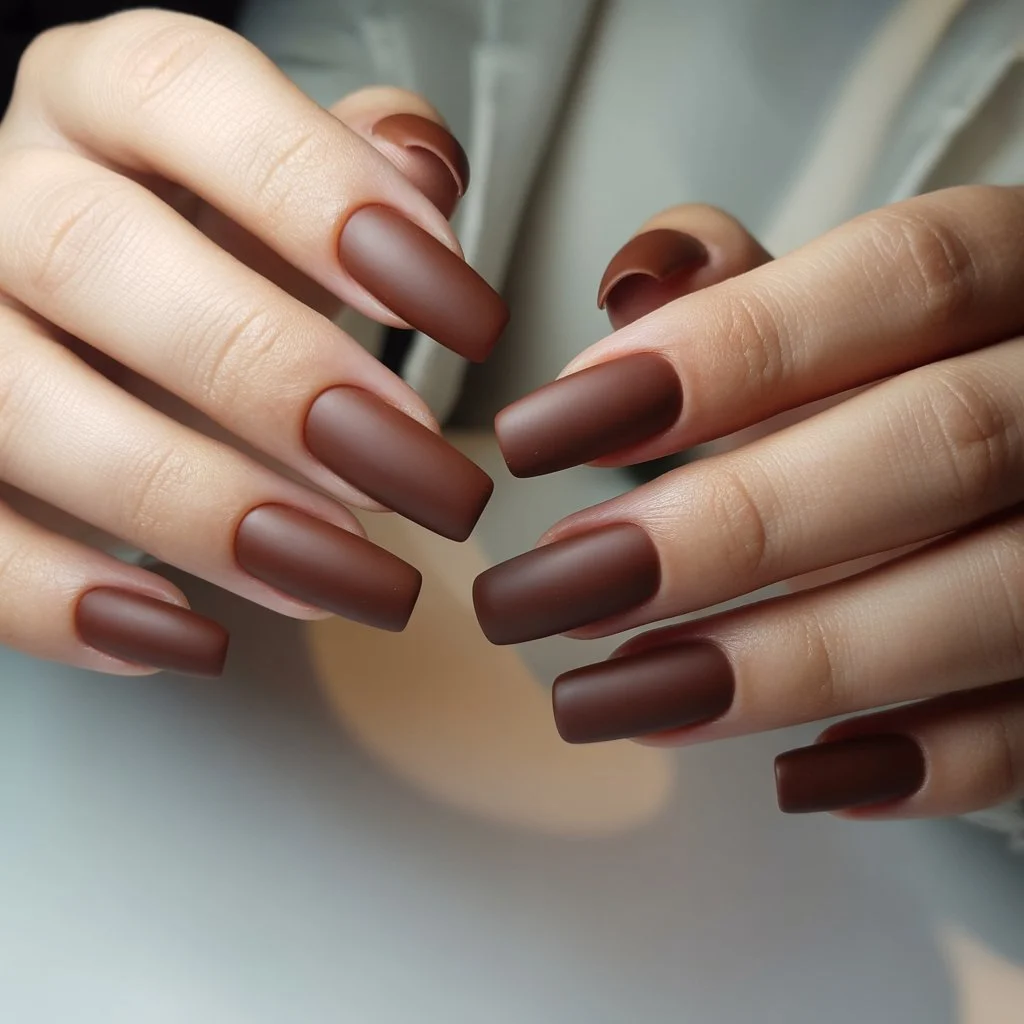 Smoky Cocoa Matte Nails