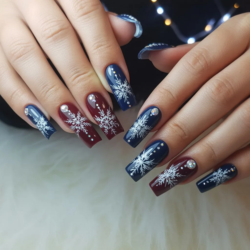 Snowflake Micro-Detail Gel Nails