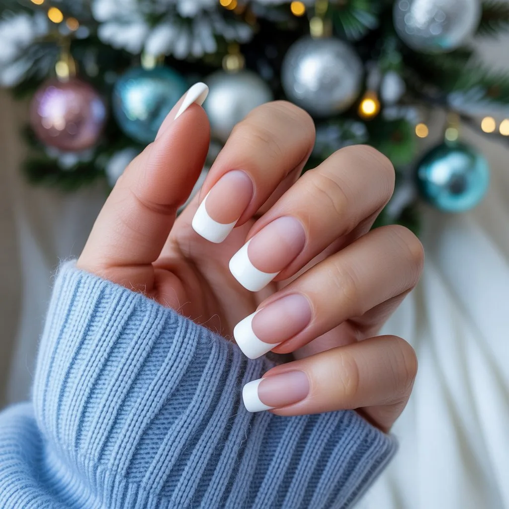 Snowy Matte French Tips Nail