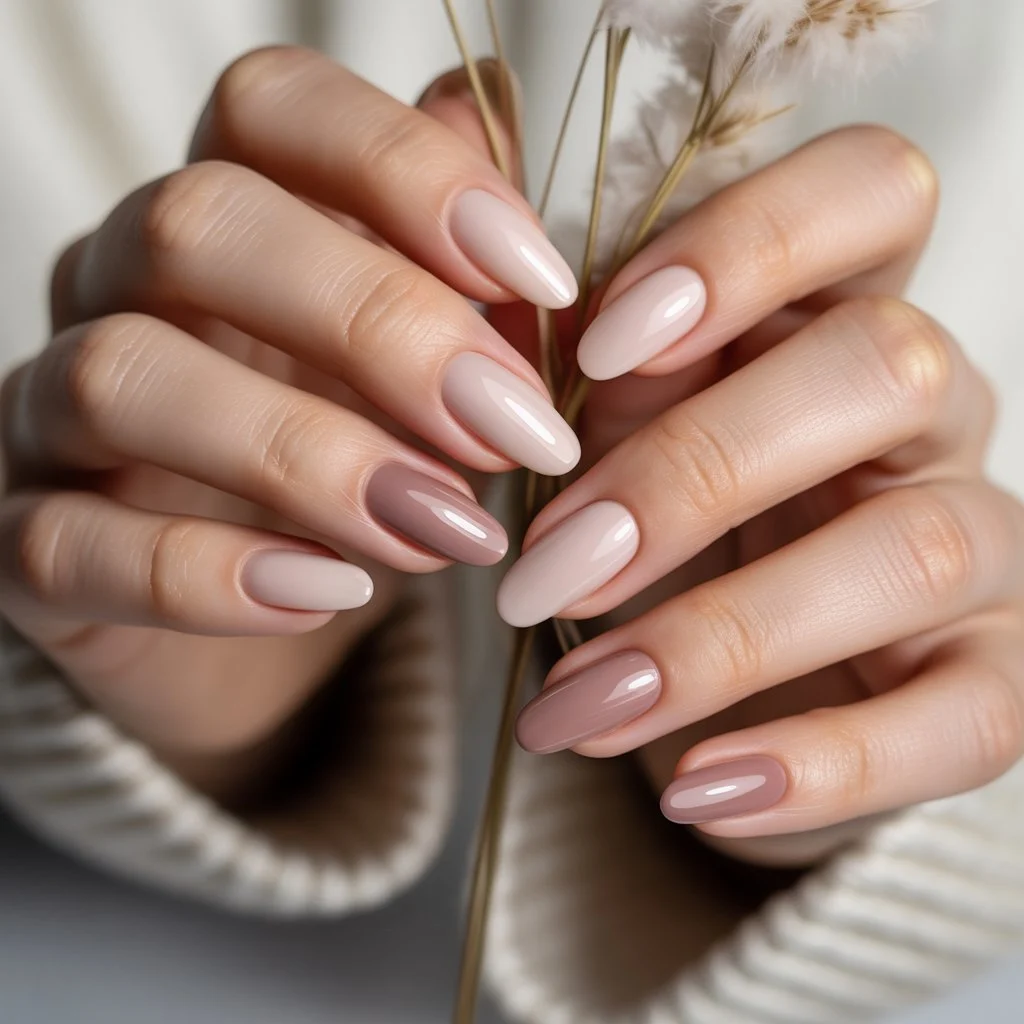 Soft Almond Nude Nails