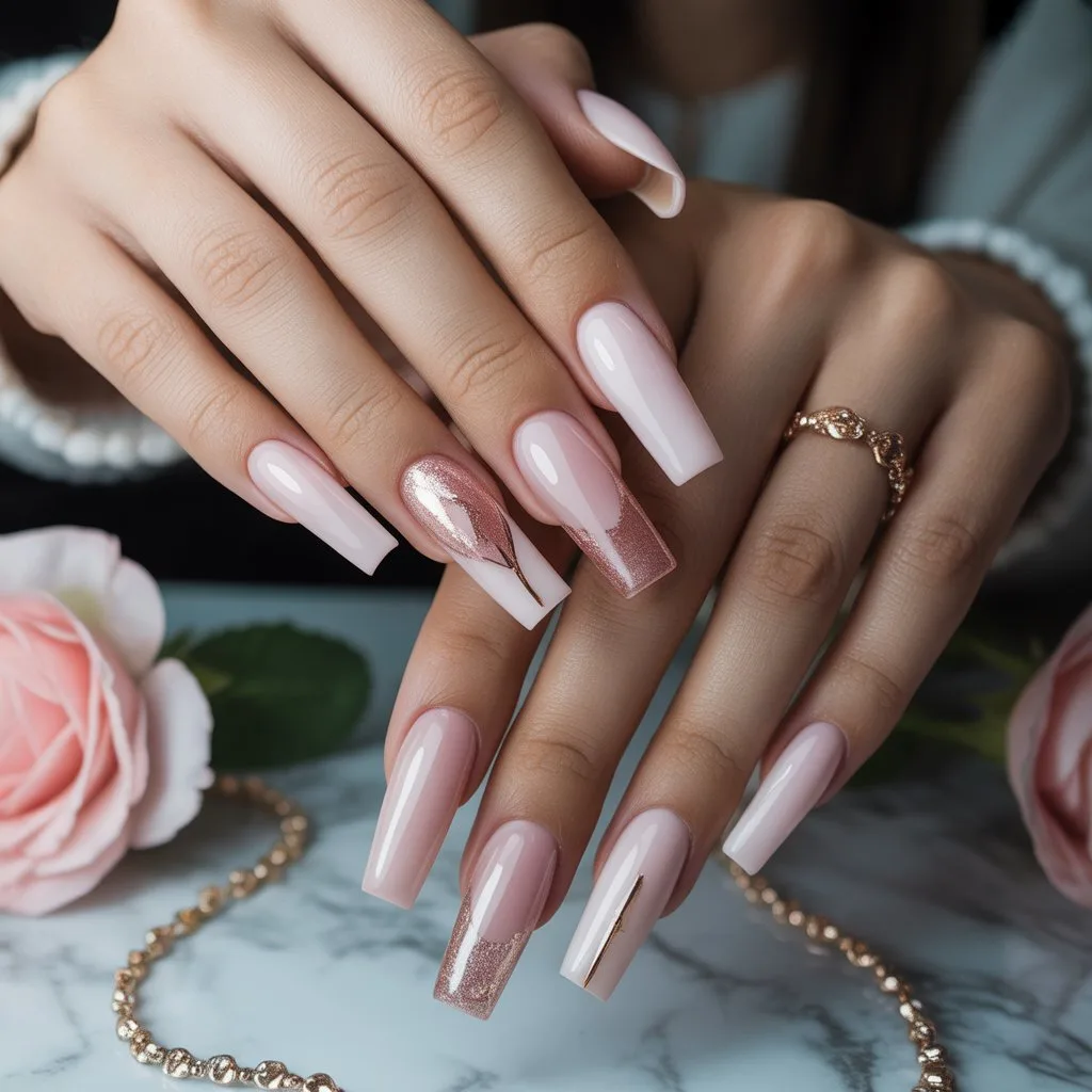 Soft Blush Gloss Gel Nails