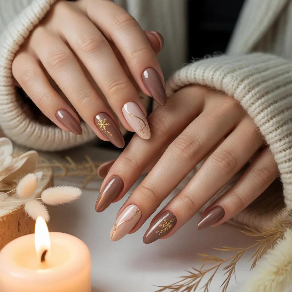 Soft Cocoa Brown Nails