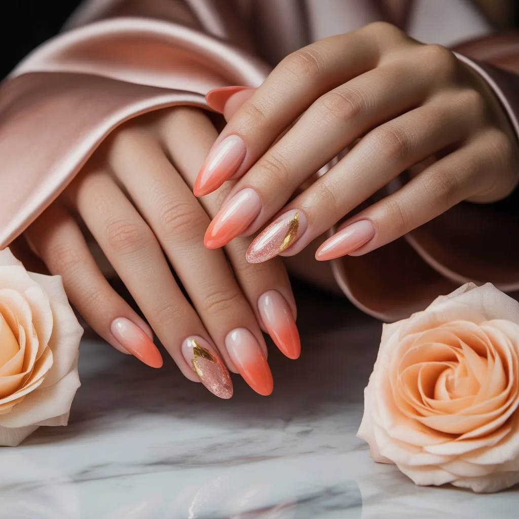 Soft Coral Gel Tint Nails