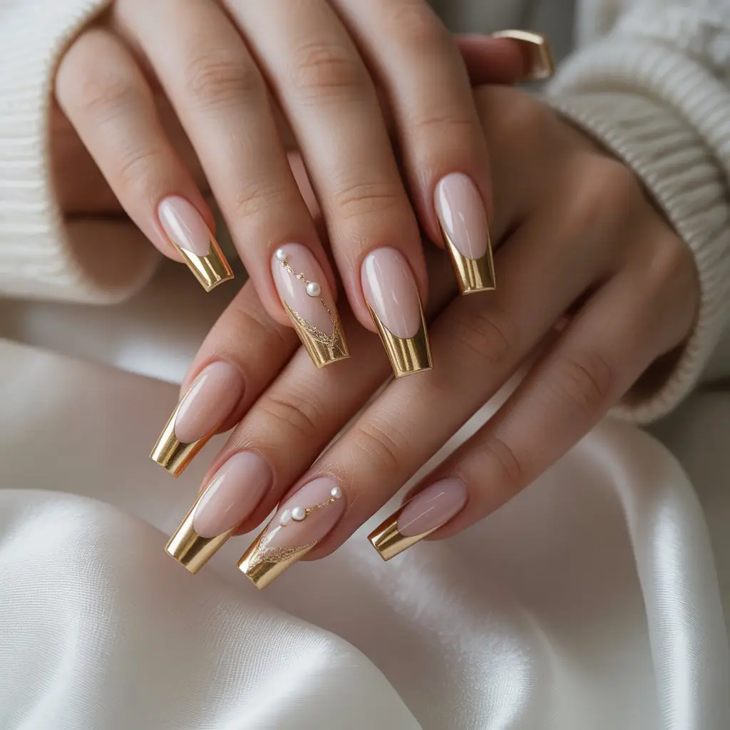 Soft Gold French Edge Nails