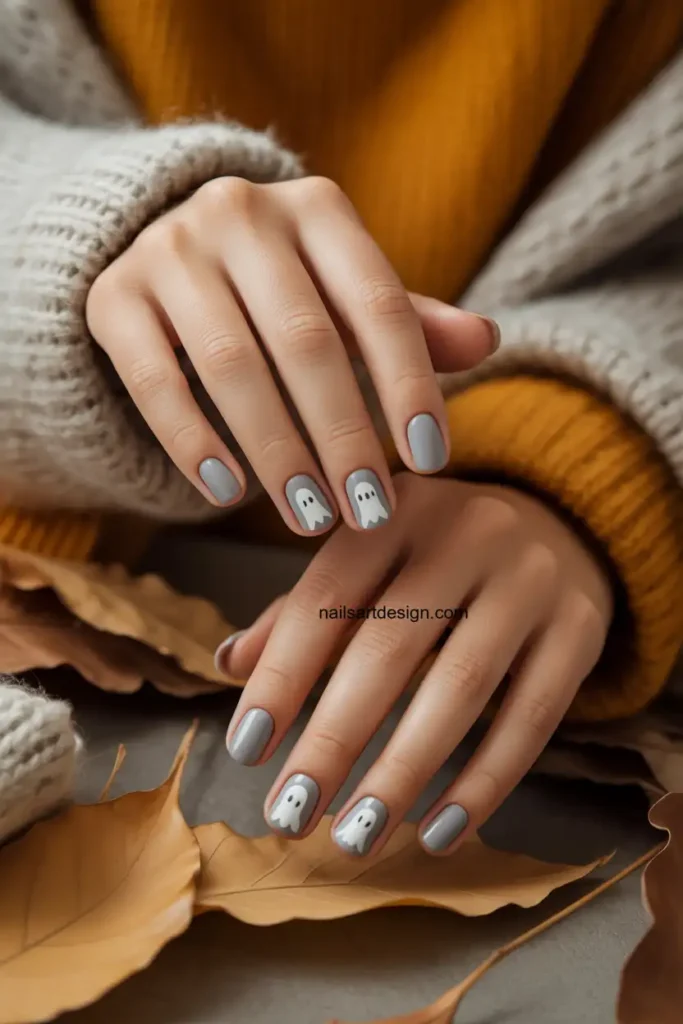 Soft Grey Ghost Nails