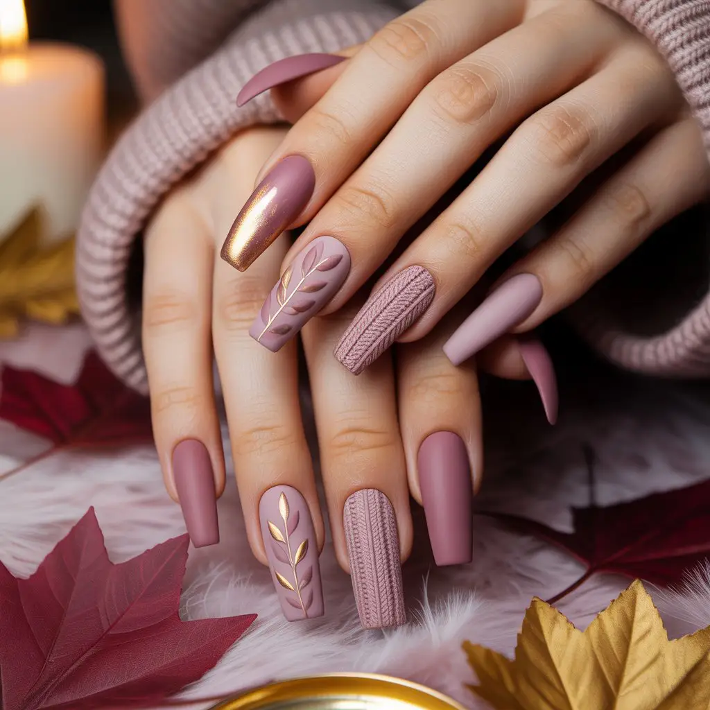 Soft Mauve Cozy Nails