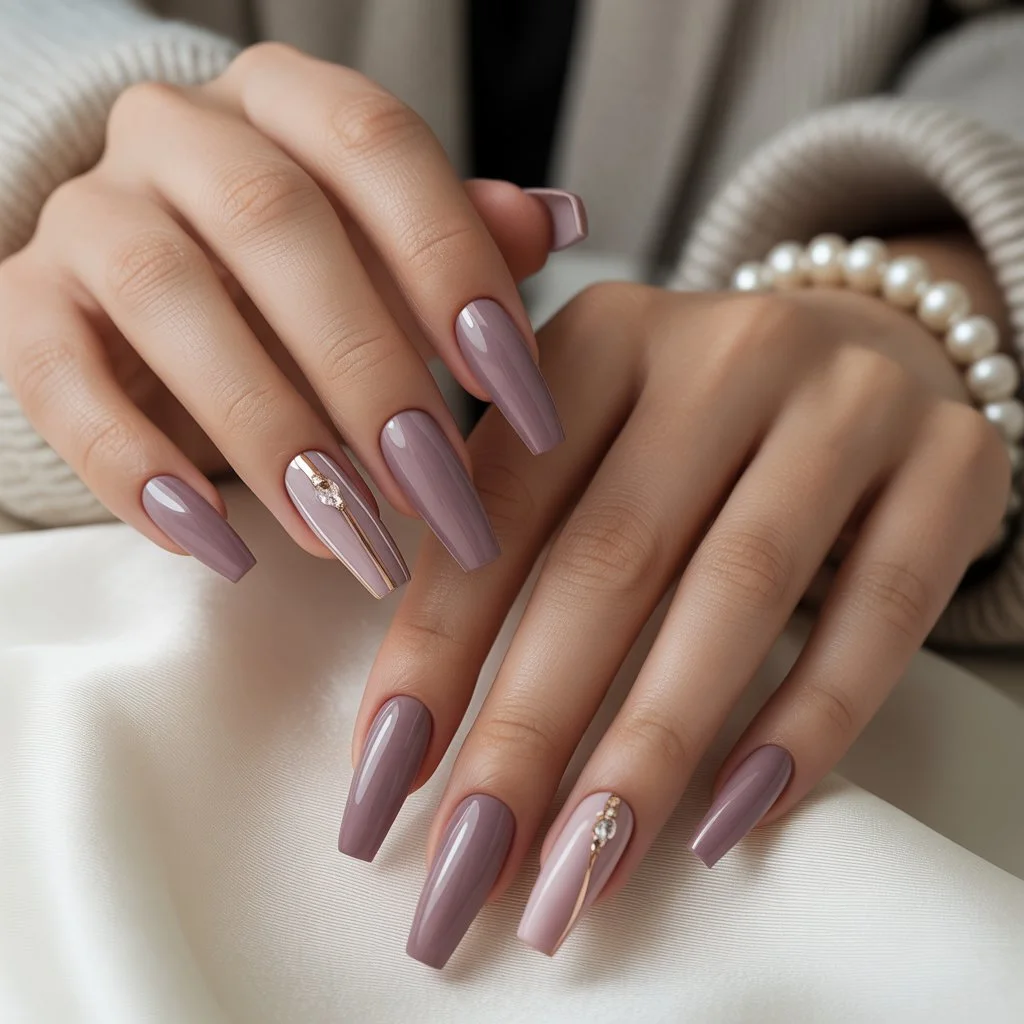 Soft Mauve Neutral Nails