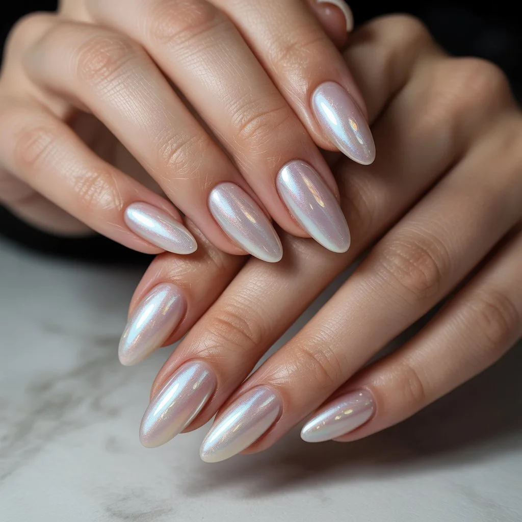 Soft Opal Glow Gel Nails