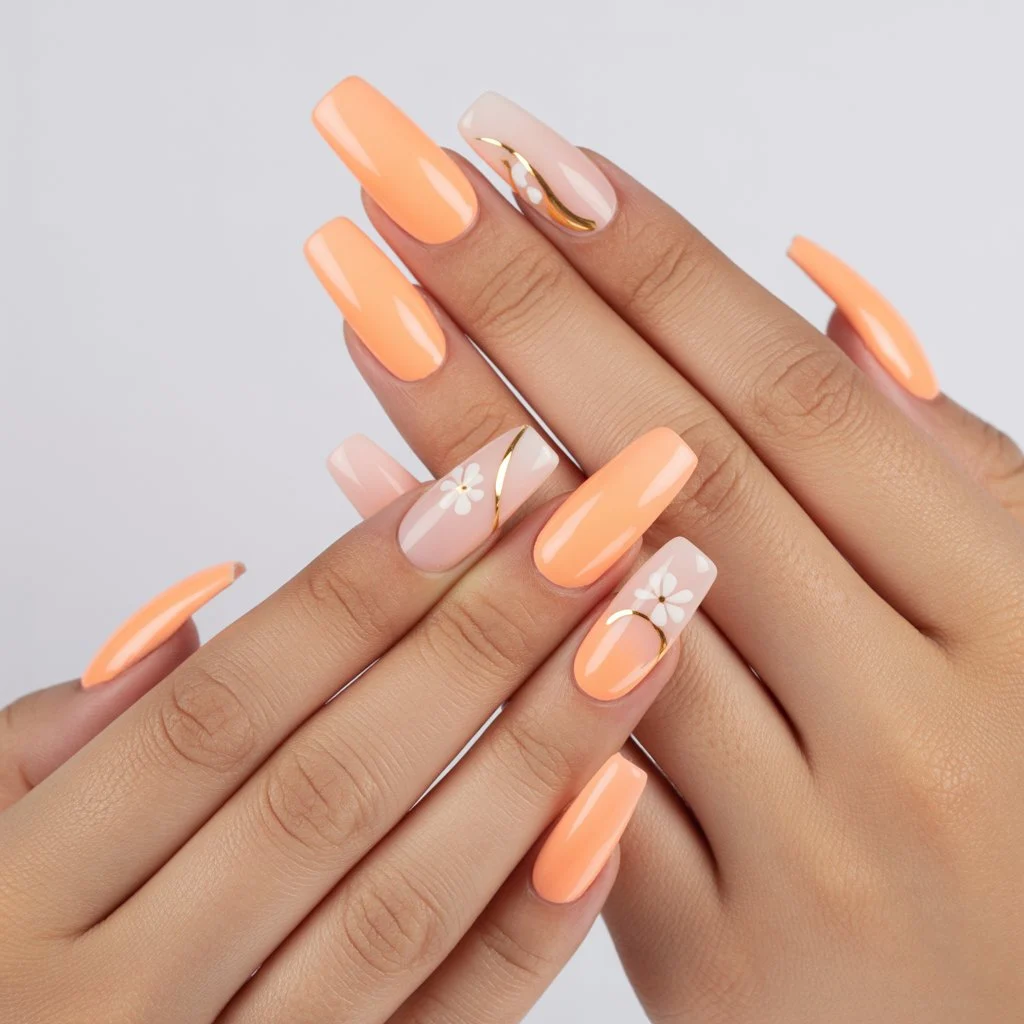 Soft Peach Gloss Nails