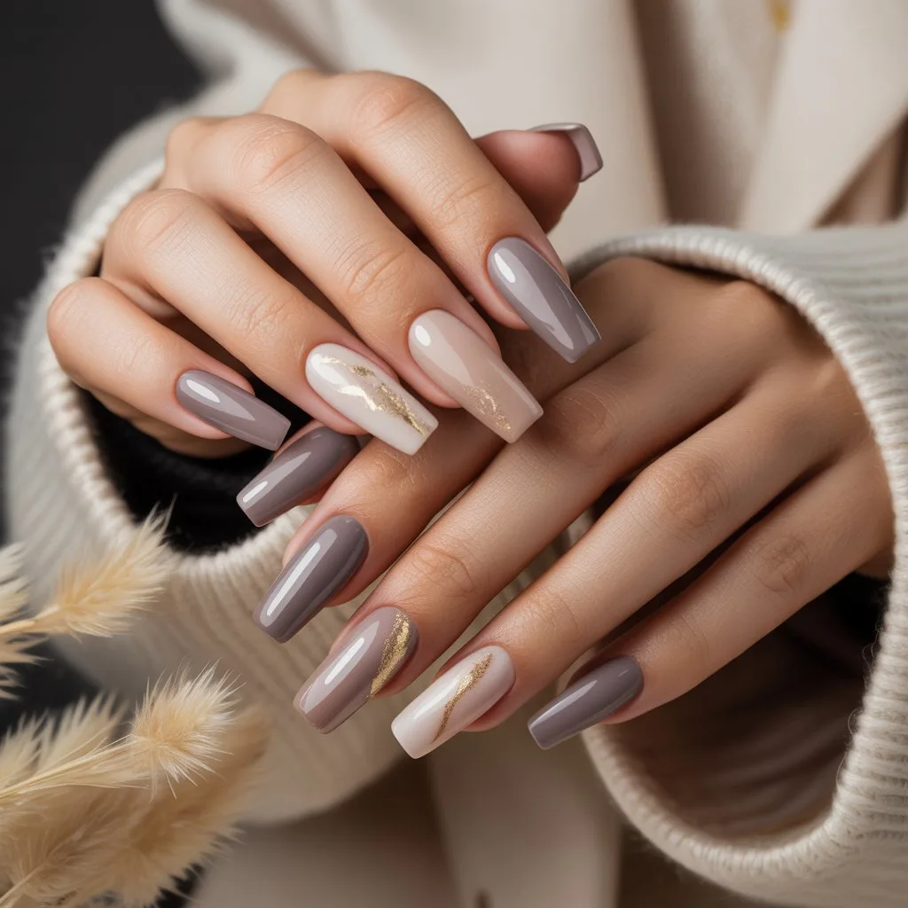 Soft Taupe Winter Nails