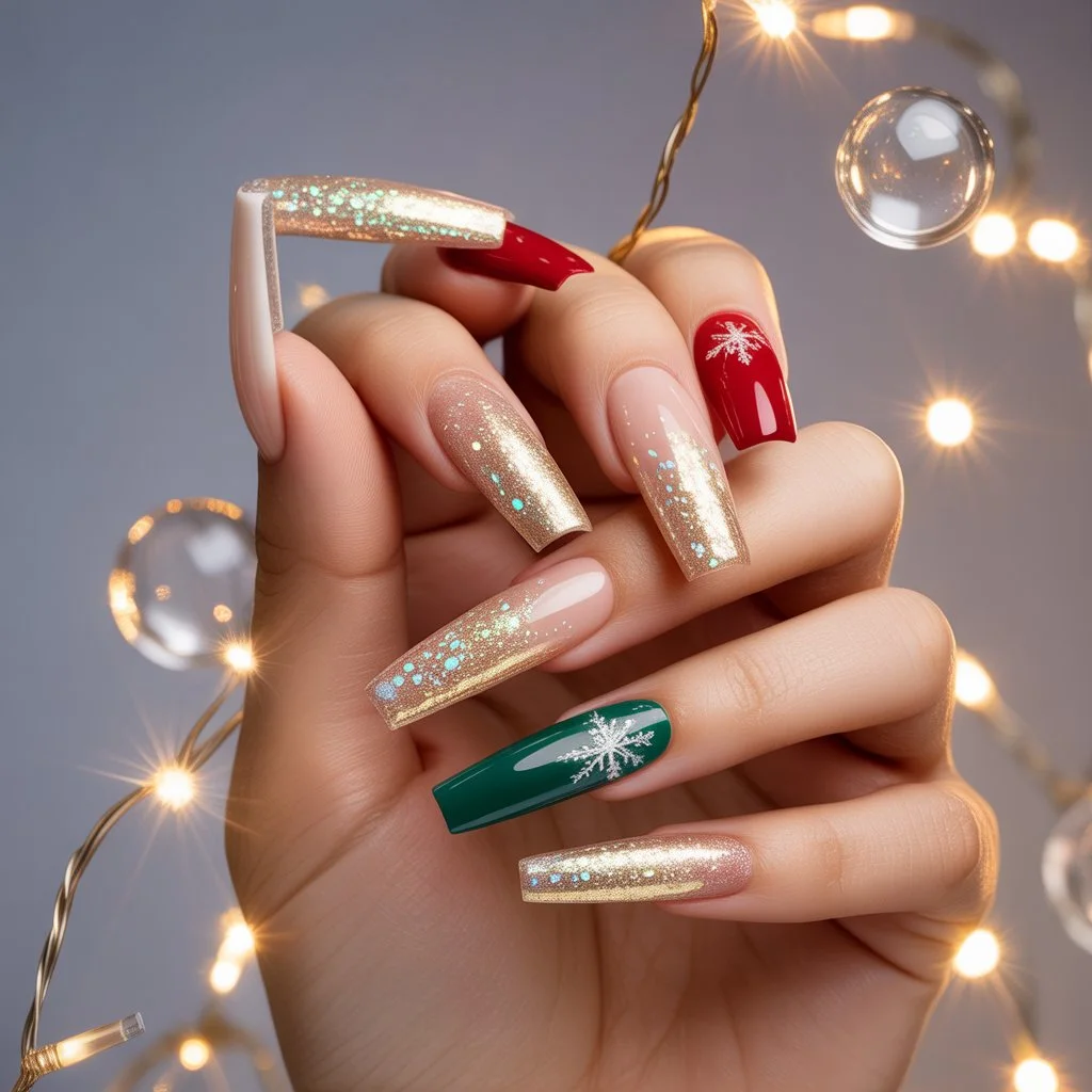 Sparkling Champagne Glitter Nails