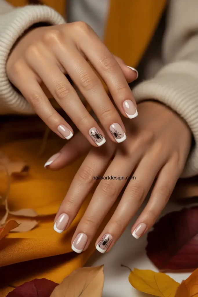 Spider Accent French Nails