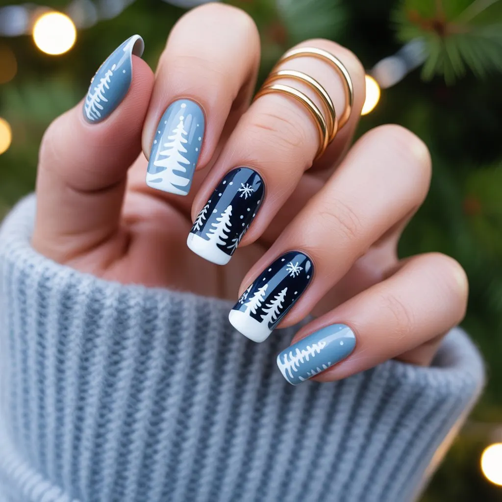 Spiral Hill Snow Scene Nails