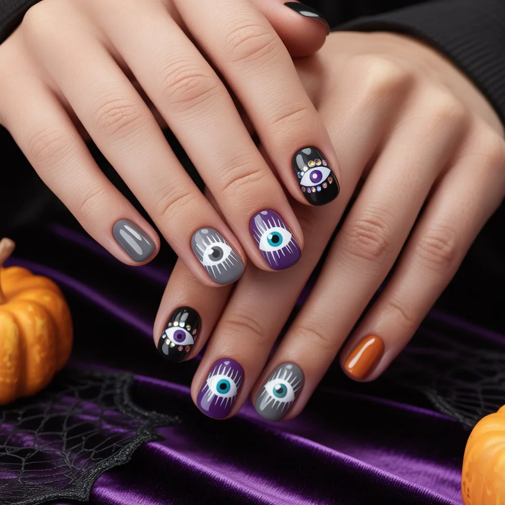 Spooky Eye Accent Nails