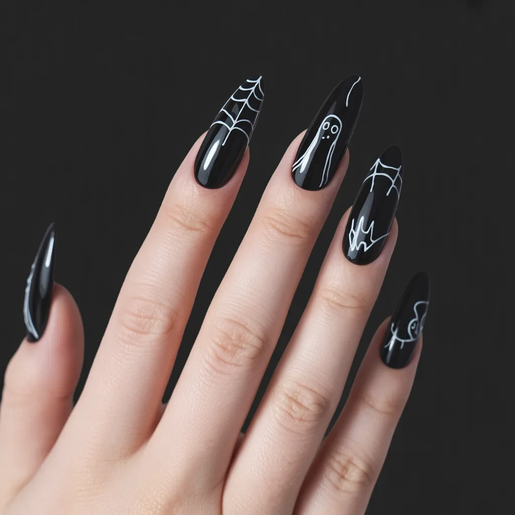 Spooky Minimalist Line Nails