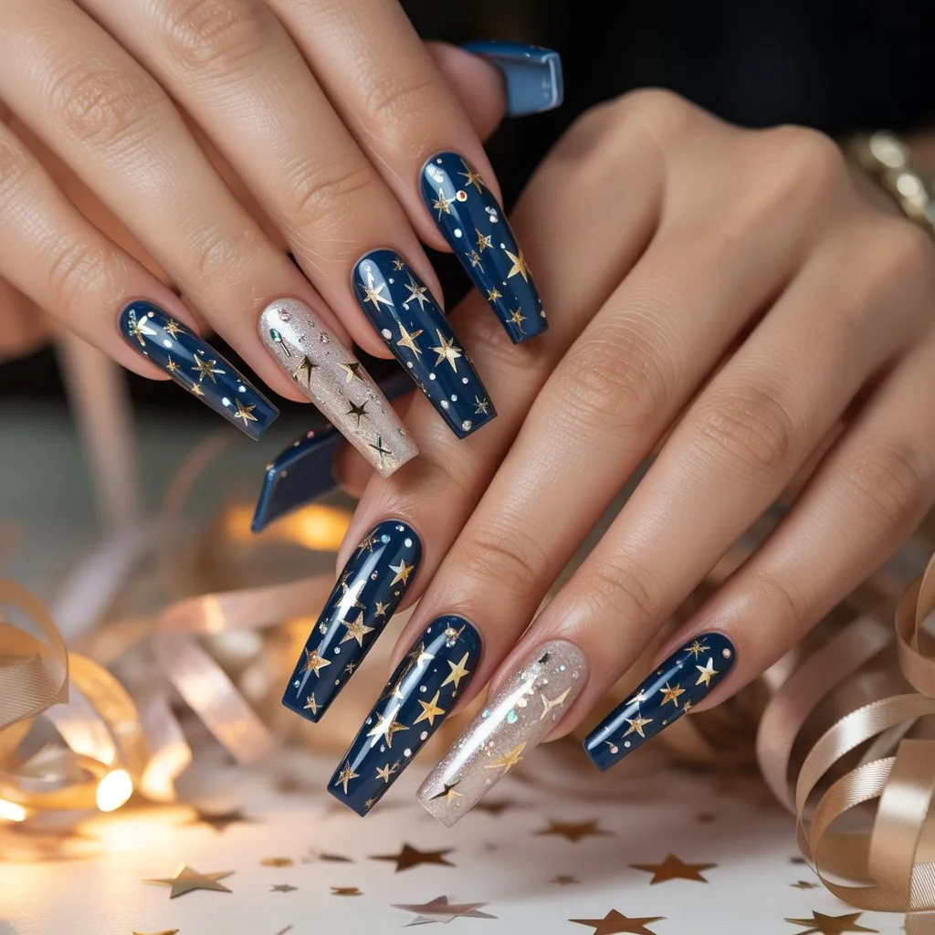 Star Shower Birthday Nails