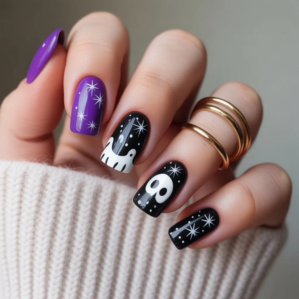 Starry Midnight Mini Nails