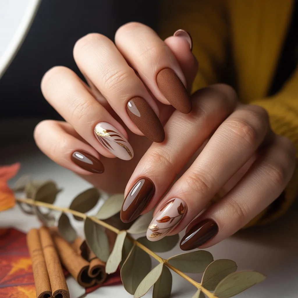 Suede Texture Brown Nails