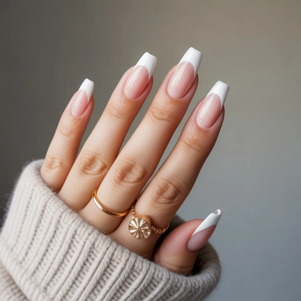 Sugar-White Frost French Tips Nail