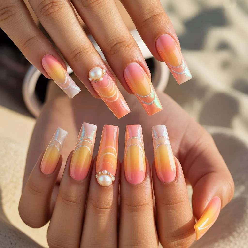 Sunrise Peach Glow Nails