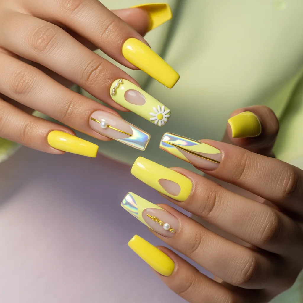 Sunshine Yellow Pop Nails