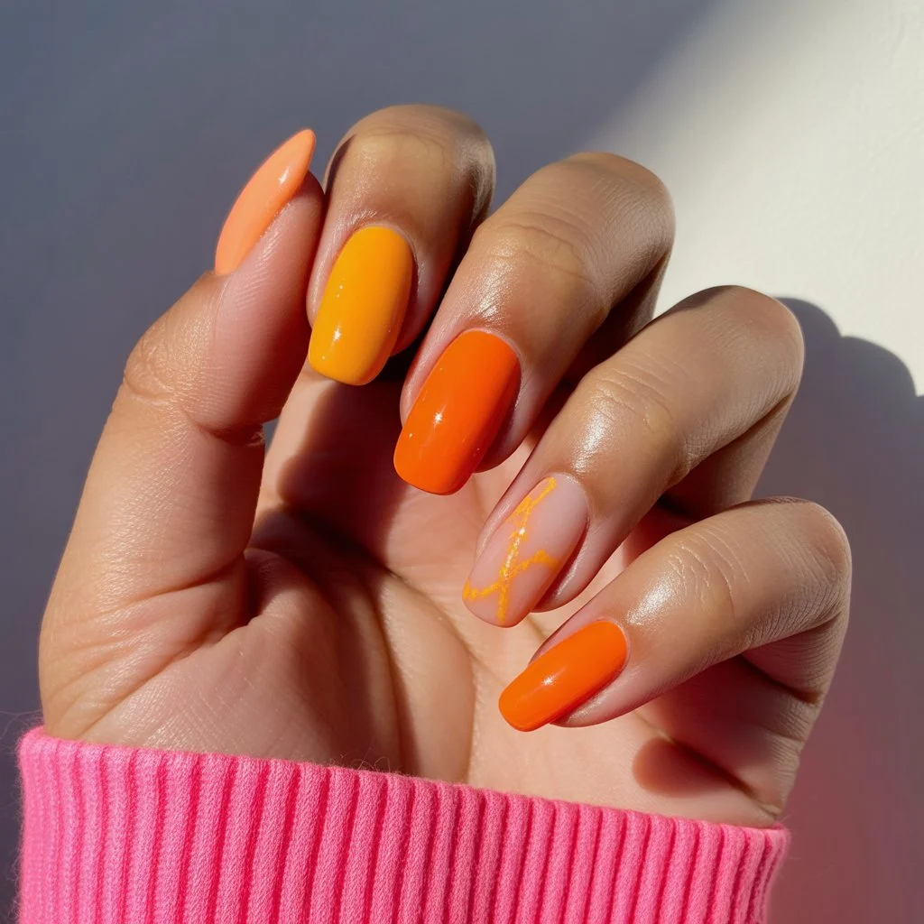 Tangerine Glow Summer Nails