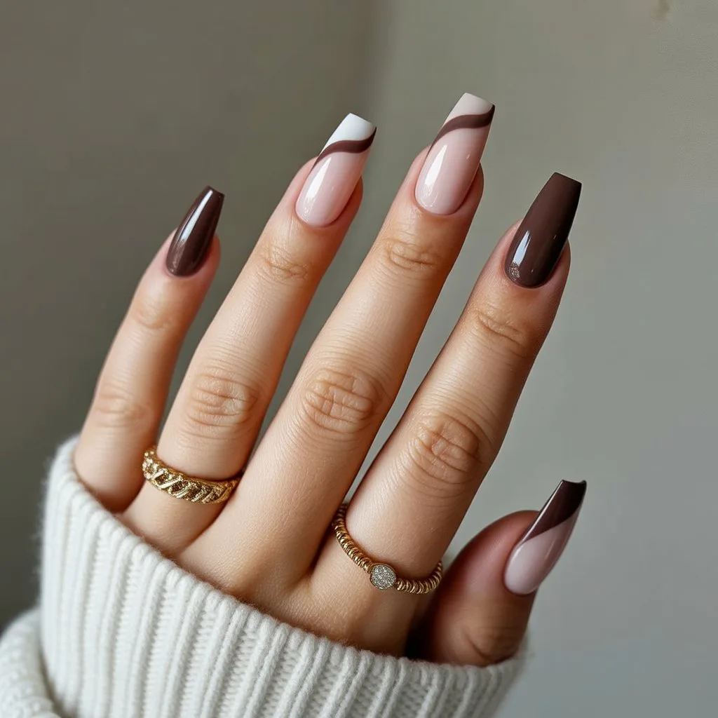 Taupe & Chocolate Duo Nails