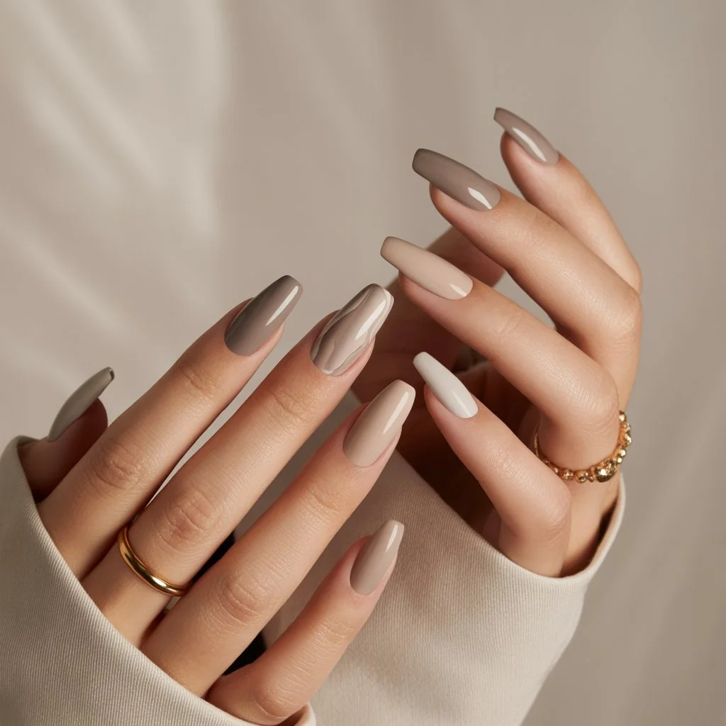 Taupe Gray Neutral Nails
