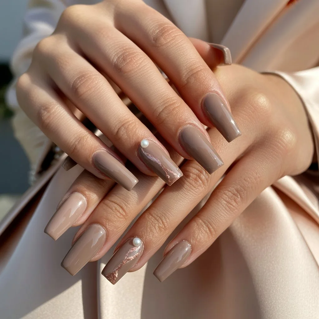 Taupe Nude Gloss Nails