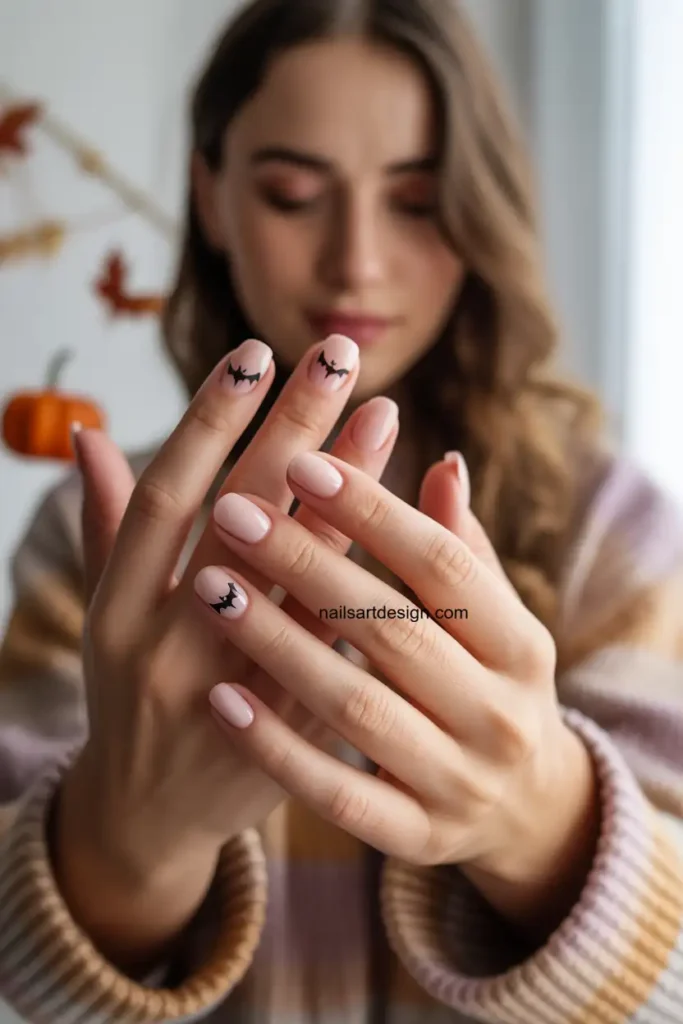 Tiny Bat Accent Nails