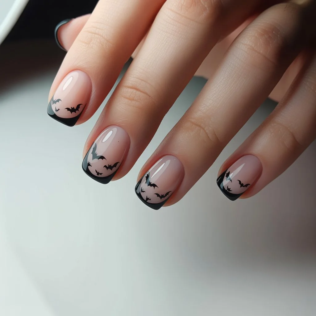 Tiny Bat French Tips Nail