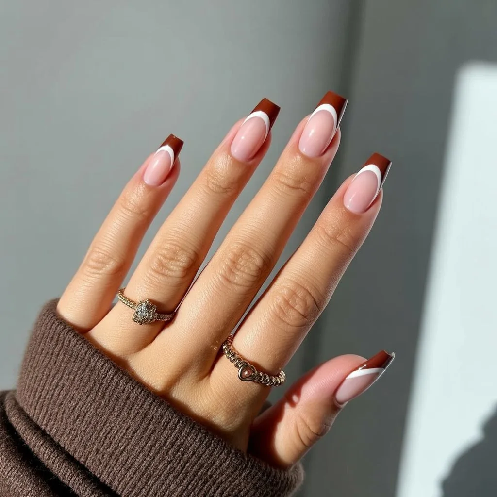 Toffee French Tip Nails